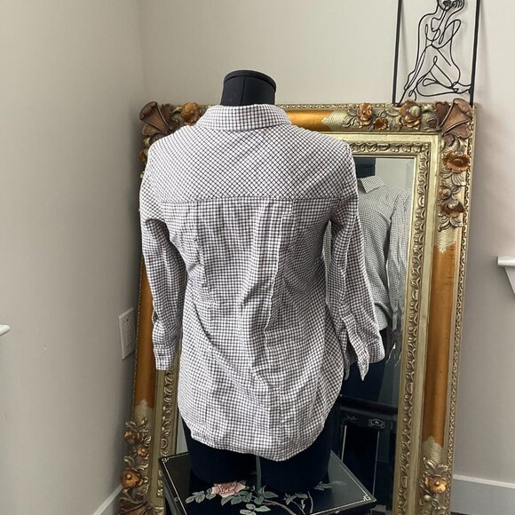 Elizabeth & James Check Button-Up Shirt Chest Pocket Long Sleeve Collared Size M - Picture 3 of 3